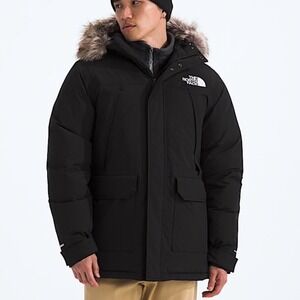 The North Face Mens McMurdo Parka Black Down Jacket Faux Fur Hood